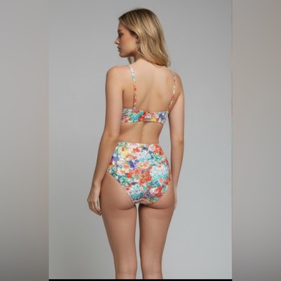 Boho Floral Print High Waisted Bikini Swimsuit - Picture 5 of 8